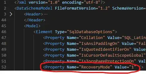 screenshot of xml "Model" node showing the "RecoveryMode" property set to 1