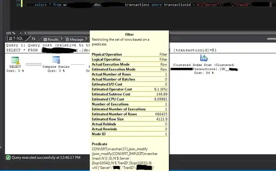 execution plan showing function is being performed