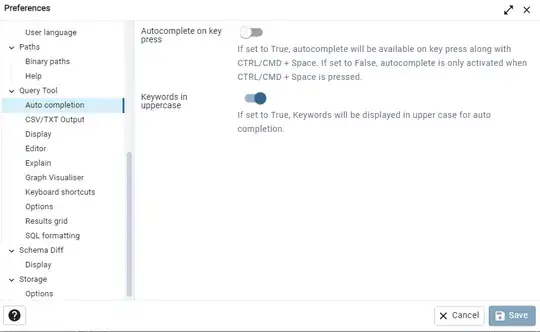 Auto complete settings screen