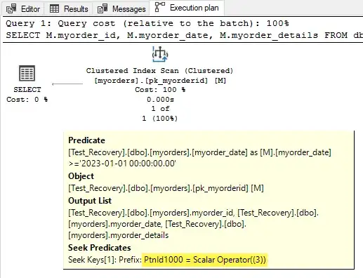 Plan with OPTION(RECOMPILE)