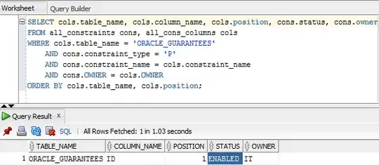 Results of PK metadata query
