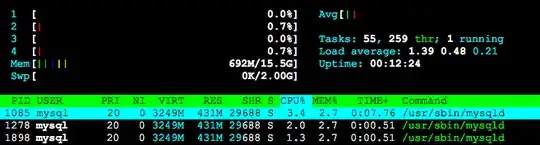htop during insert process