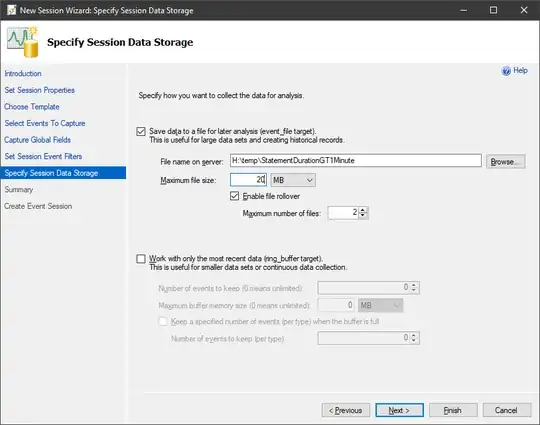 New Session Wizard Specify Session Data Storage dialog