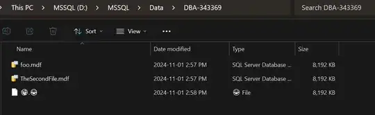 a demo database datafiles with some weird names