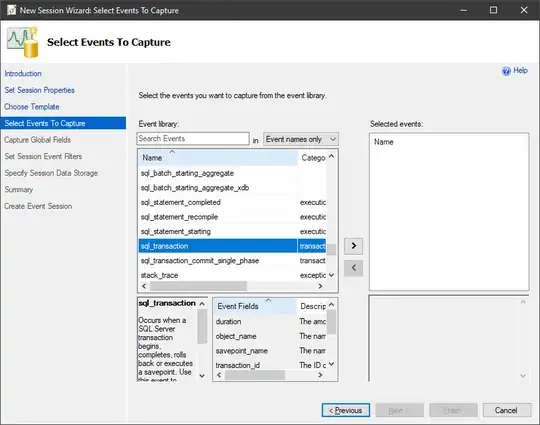 New Session Wizard Select Event To Capture dialog