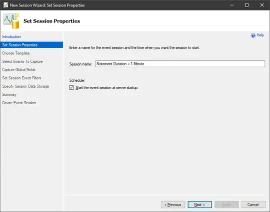New Session Wizard Set Session Properties dialog