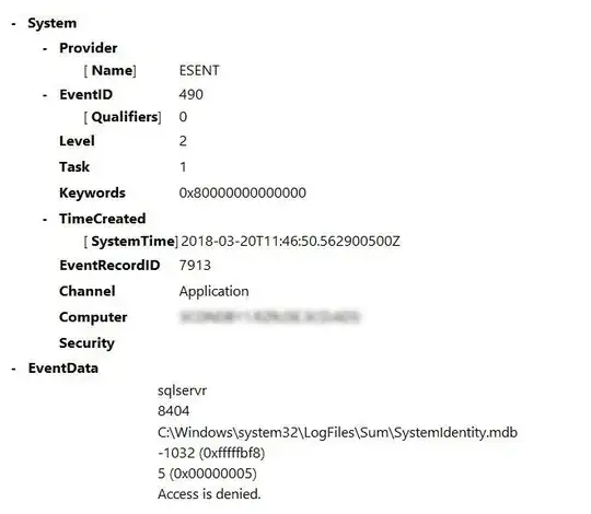 ESENT error access denied