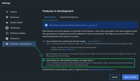 Enable "Use Rosetta for x86/amd64 Emulation…"