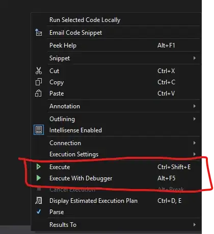 Context menu in a query window