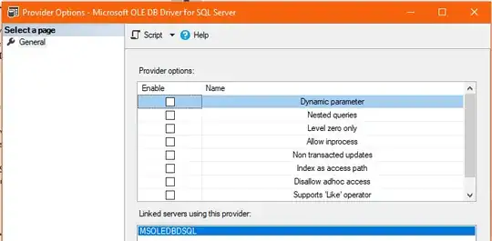 Microsoft OLE DB Driver for SQL Server Properties in 2016 CI instance