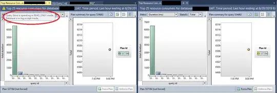 screenshot of query store UI