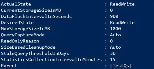 Database TestQS returns the options