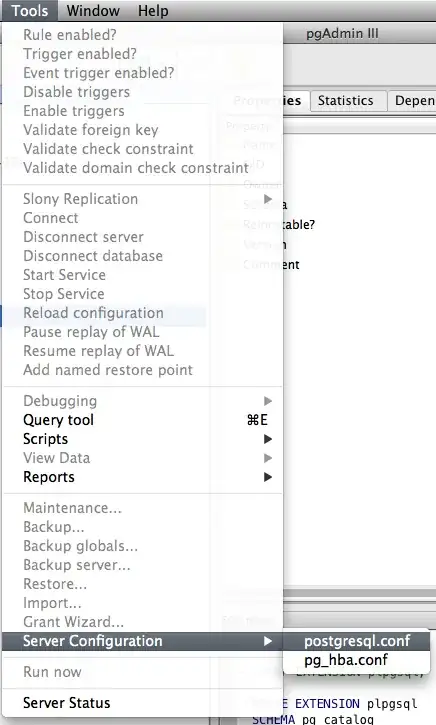 screen shot of menu item: Tools > Server Configuration > postgresql.conf