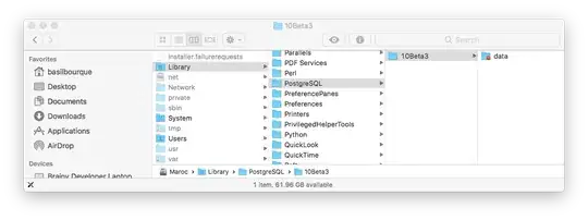 screen shot of the Finder with Postgres data folder selected