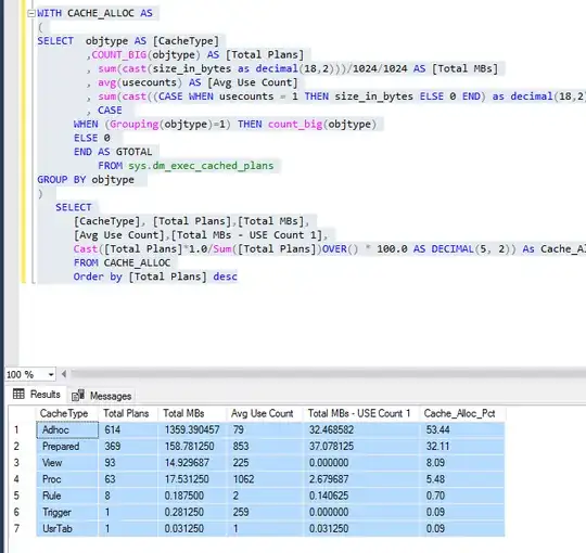 Plan cache screenshot