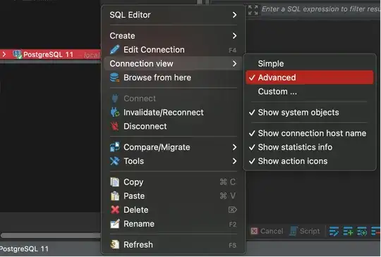 DBeaver menu to see the "folder structure"