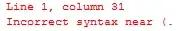 syntax error in SSMS