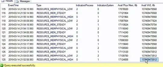 Results of memory pressure query