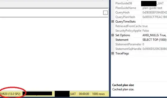 screenshot of execution plan in SSMS showing plan guide attributes