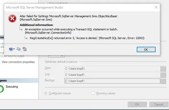 Error message when trying to update