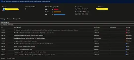 Azure vulnerabilities screenshot