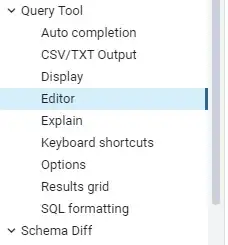 image of the Query Tool | Editor settings
