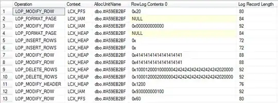 Screenshot of results