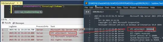 screencap showing manually edited SQL Server ERRORLOG file
