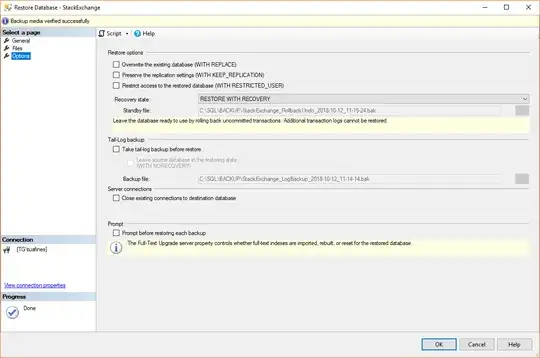 Restore Database - Options Tab - Nothing Here Either