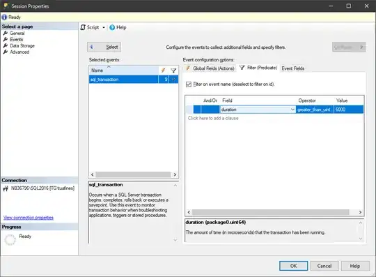 Session Properties Configiuration Filter