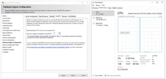 SQL Server setup and Task Manager