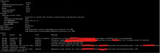 as per the screenshot readiness probe failed and pod is not in ready status
