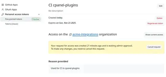 GitHub fine-grained token: waiting admin approval