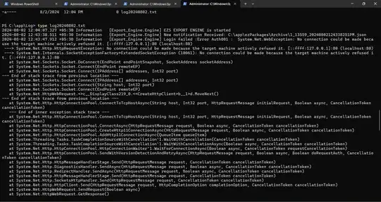Here is the image of the log error for your reference.