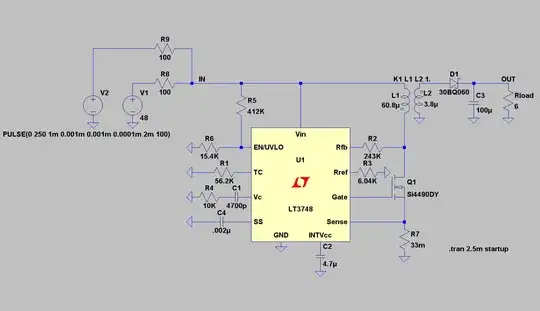 Two input voltages, each leading into 100R resistors before power rail