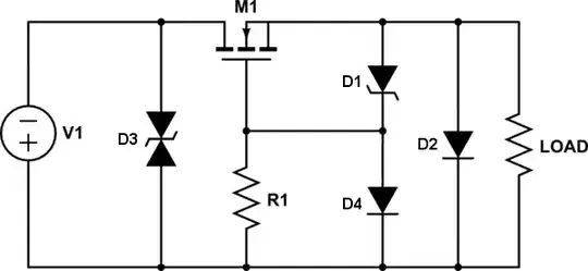 Reverse protection circuit plus TVS, polarity swapped