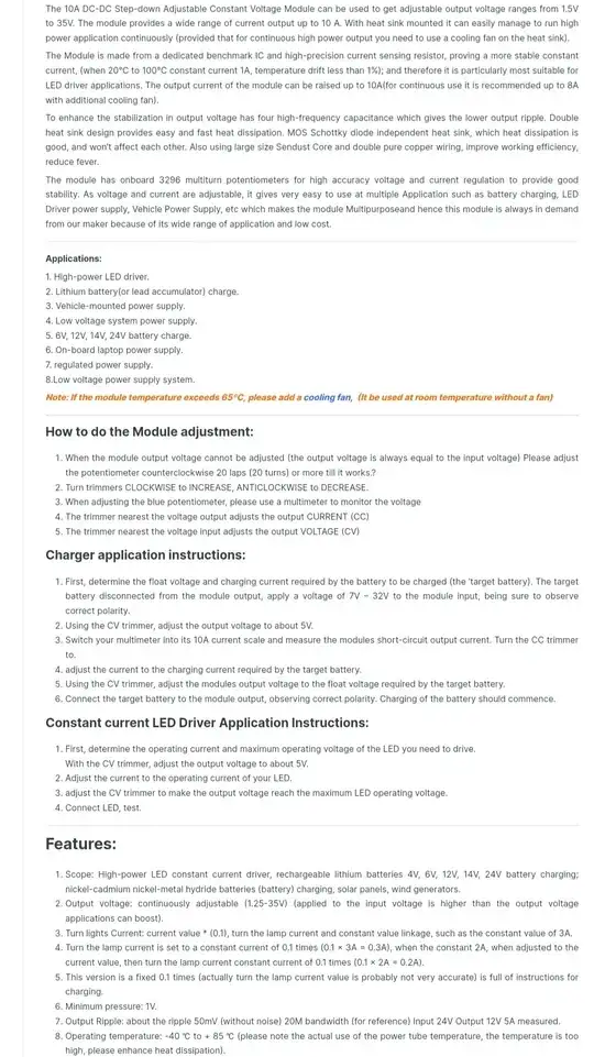 Buck Converter Specifications