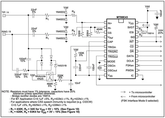 MT88E43B Application Circuit