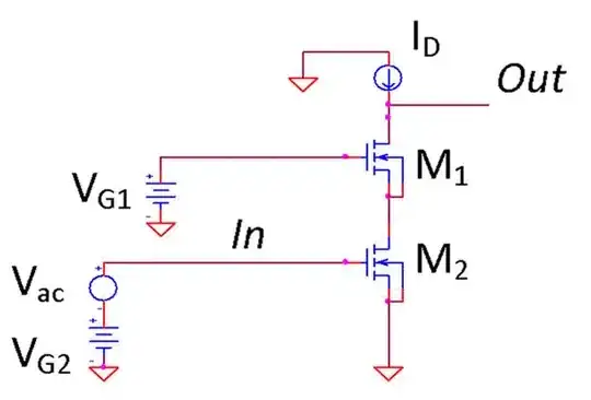 Picture of a MOSFET cascode amplifier, reproduced from: https://upload.wikimedia.org/wikipedia/commons/2/27/MOSFET_Cascode.png