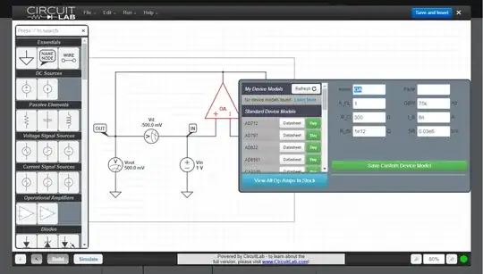 Op-amp follower - CLAB - A = 1 screenshot
