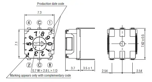 BCD switch contacts from datasheet