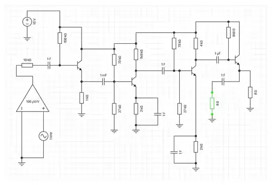ignore that differential amplifier at the left. Because voltage source in this app doesn't have voltages lower than 1mV, i used that to make 100uv-amplitude ac voltage