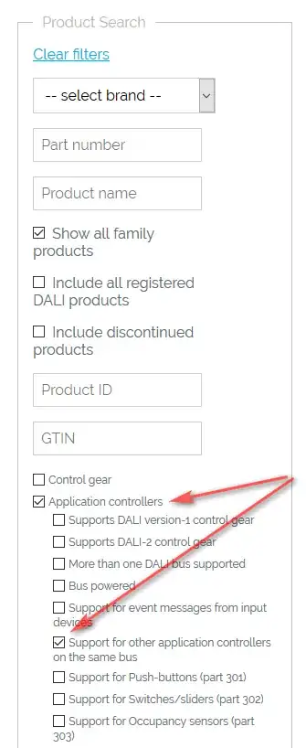 DiiA Search parameters boxes