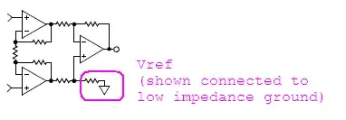 simplified block diagram a 3-OpAmp instrumentation amplifier from the AD620 datasheet