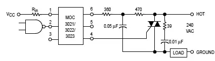 standard MOC3021 circuit from Fairchild datasheet
