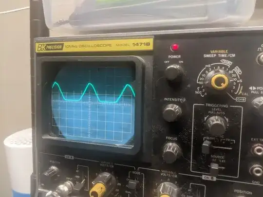 Oscilloscope trace of the MOSFET gate voltage