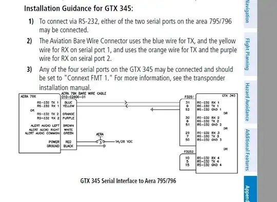 Hard wire installation in plane diagram