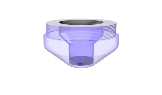 2 part nozzle with tungsten micro-bore orifice