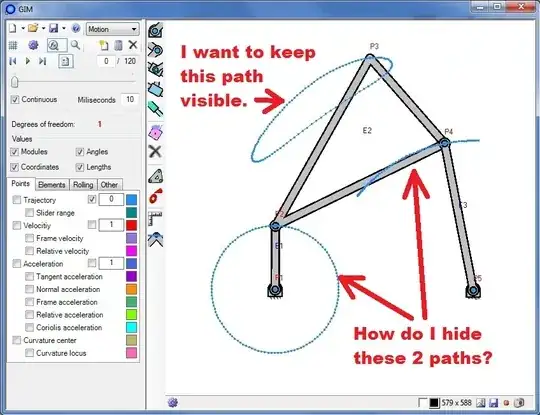 four bar mechanism with motion paths displayed
