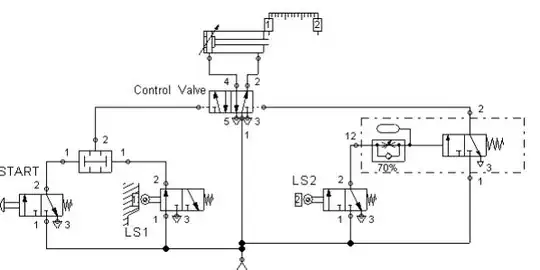 Limit switches are shown as 1 and 2 